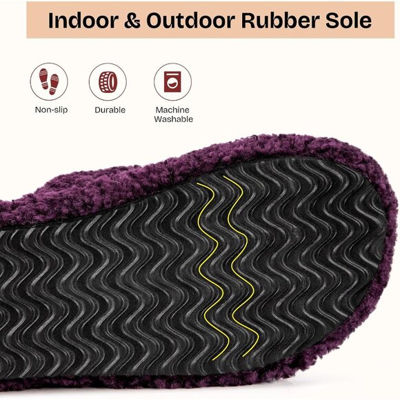 ⚡Women's Purple Fuzzy Open Toe Slipper Soft Comfy Memory Foam House Shoes - Picture 5 of 8